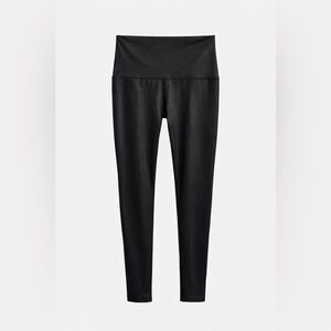 Aerie Black Faux Leather High-Waisted Leggings Medium